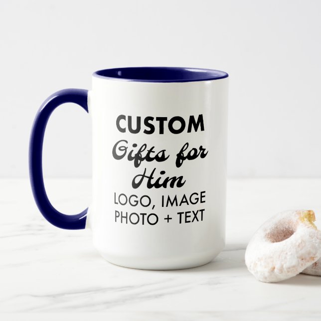 Taza Regalos personalizados para su Navy Blue Combo Mug (Con donut)