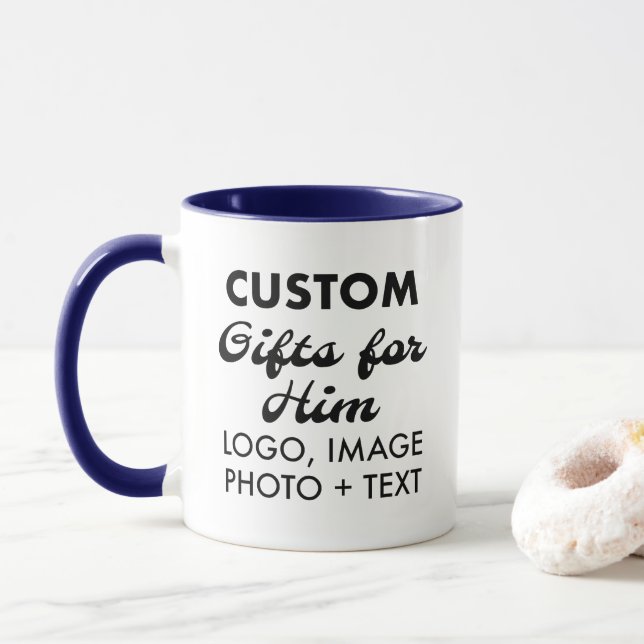 Taza Regalos personalizados para su Navy Blue Combo Mug (Con donut)
