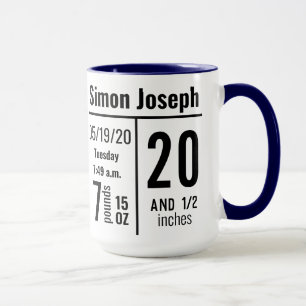 Taza Registro de nacimiento de bebé niño foto simple mo