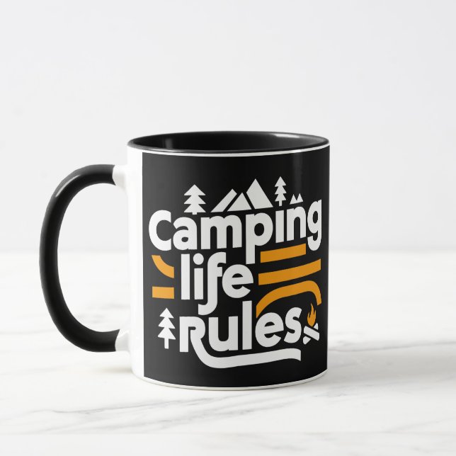 Taza Reglas de vida de camping, insectos de aventuras (Izquierda)