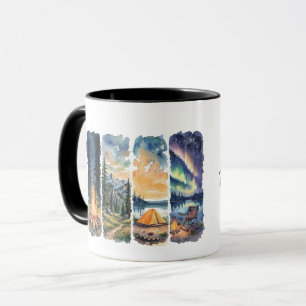 Taza Regreso al campamento Diseño de camping de acuarel