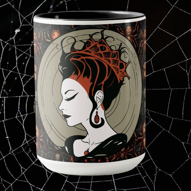 Taza Reina araña gótica, Halloween oscuro y elegante (Subido por el creador)