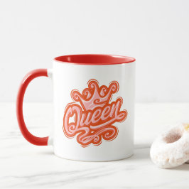 Taza Reina con corona, diseño de tipografía