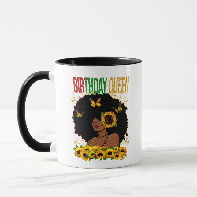Taza Reina de cumpleaños mujer negra (Izquierda)