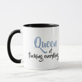 Taza ¡Reina de j*rder todo! Negro y azul