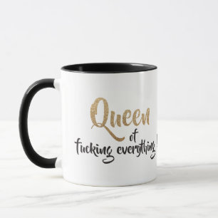 Taza ¡Reina de j*rder todo! Negro y oro