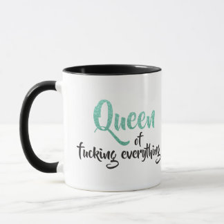 Taza ¡Reina de j*rder todo! Negro y Verde azulado