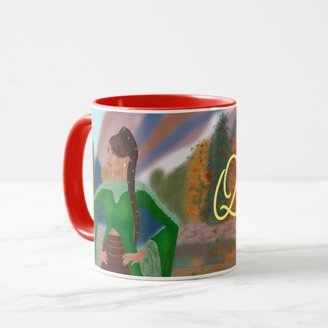 Taza Reina negra en otoño | Nombre personalizado | (Anverso izquierdo)