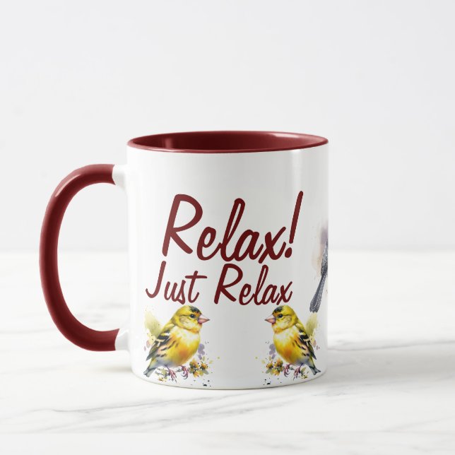 Taza Relájate/Simplemente Pájaro Moderno (Izquierda)
