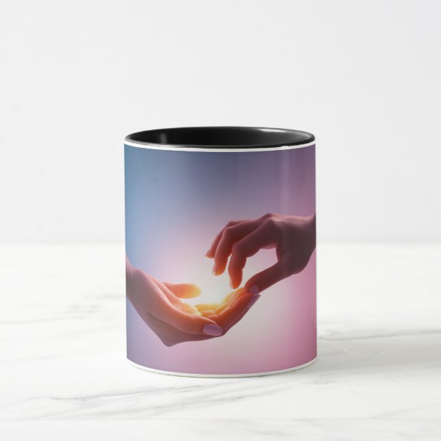 Taza Relájate y rejuvenece: Mug "Manos de curación" (Centro)