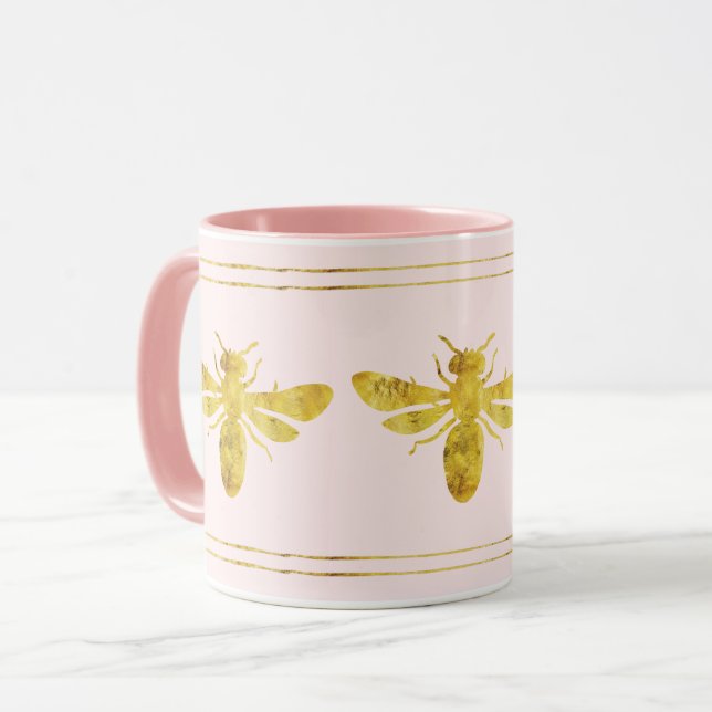 Taza Relieve metalizado dorado rosado Bumble Bee (Anverso izquierdo)