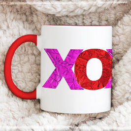 Taza Relieve metalizado rosa rojo XOXO Día de San Valen
