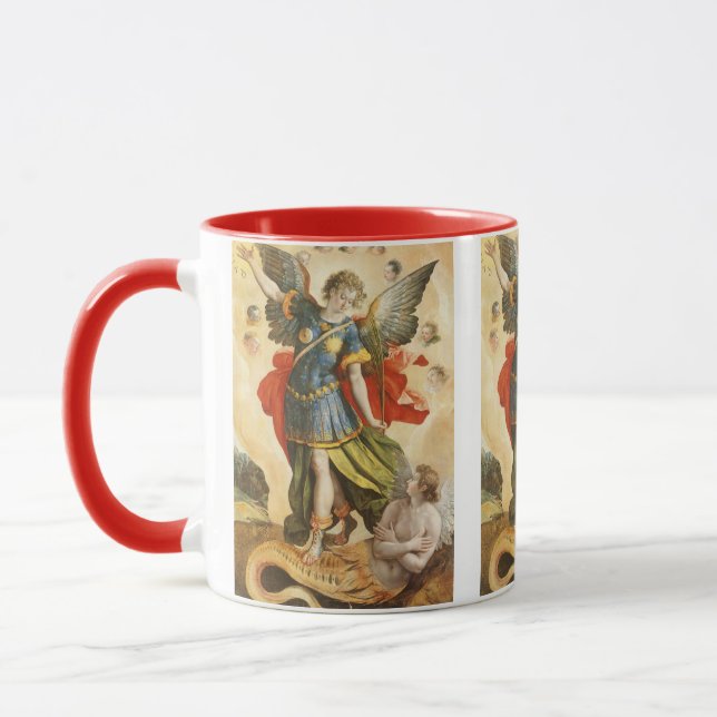 Taza Religioso vintage, San Michael derrota a Lucifer (Izquierda)