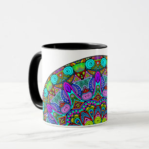 Taza Reloj de mano pintado cara de mandala 4