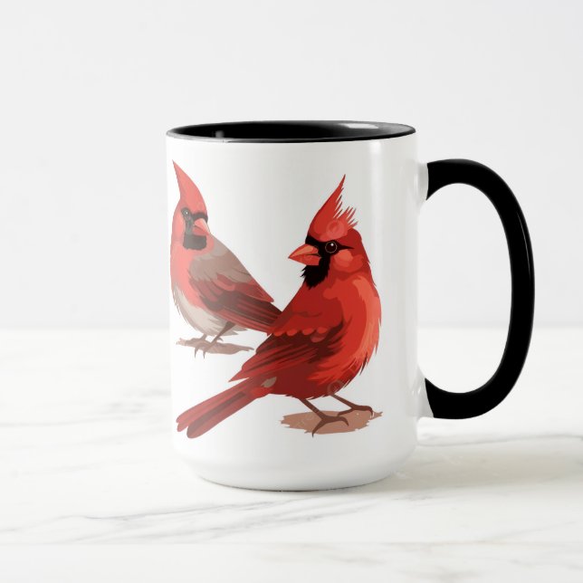 Taza Reloj de pared de cardenales rojos (Derecha)