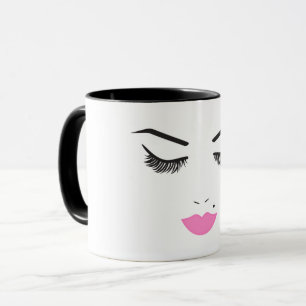 Taza Reloj de salón de belleza maquillaje cara pestañas