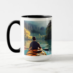 Taza Rema en kayak más, Preocúpate menos   Frase y Arte