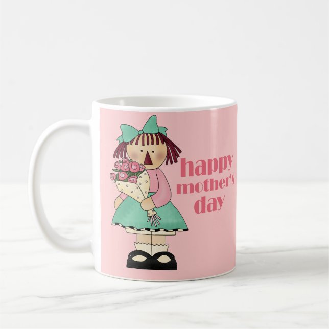 Taza remilgada Raggedy feliz del día de madre (Izquierda)