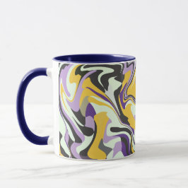 Taza Remolino de Pastel Abstracto con Amarillo y Púrpur