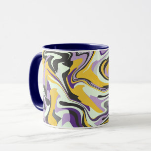 Taza Remolino de Pastel Abstracto con Amarillo y Púrpur