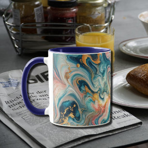 Taza remolinos lujosos de azul con dorado