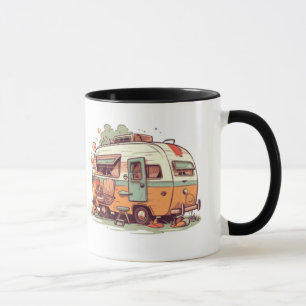 Taza remolque de campers felices