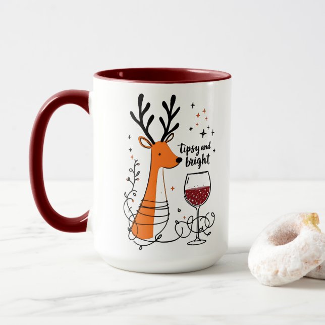 Taza Reno Borracho y Brillante  (Con donut)