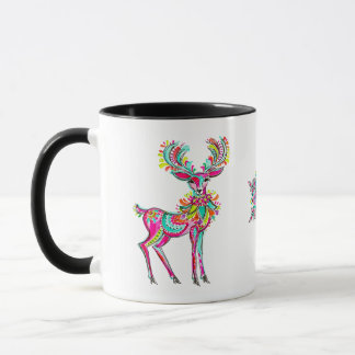 Taza Reno de Navidad Rosa Gay Estética Arcoíris