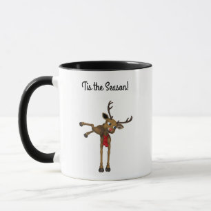 Taza Reno Saltarín Levanta Talones Dibujo Animado Lindo