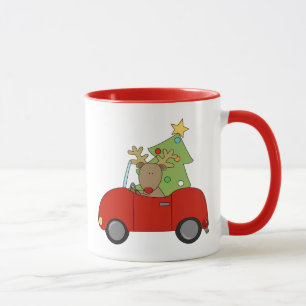 Taza Reno y árbol de Navidad 11 oz dos tonos