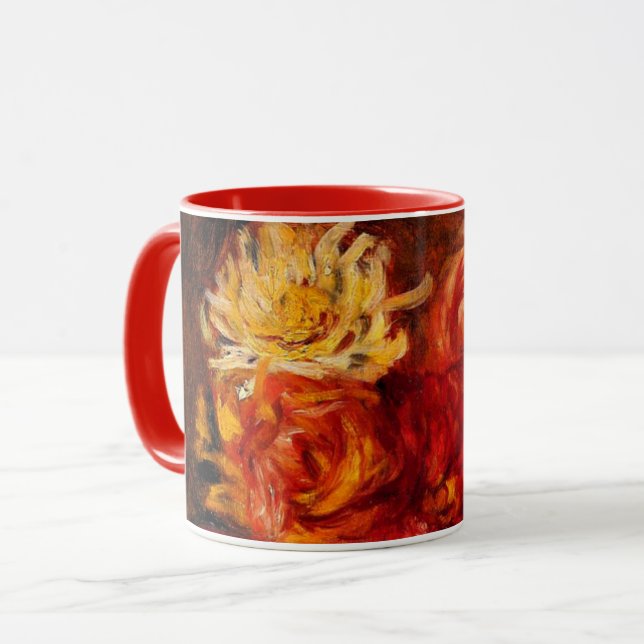 Taza Renoir - Dahlias, pintura de arte fino, (Anverso izquierdo)