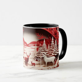 Taza Renos 3D en invierno forestal