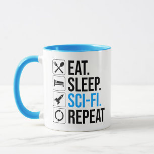 Taza Repetición de ciencia ficción de Eat Sleep
