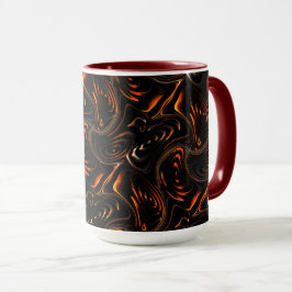 Taza Repetición de círculos retorcidos en rojo oscuro a