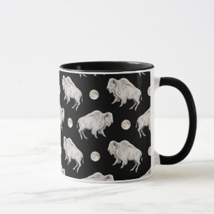 Taza Repetición negra blanca de la Luna Llena del