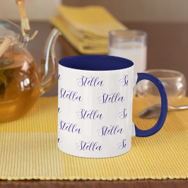 Taza Repetir el nombre en azul marino por todo el blanc