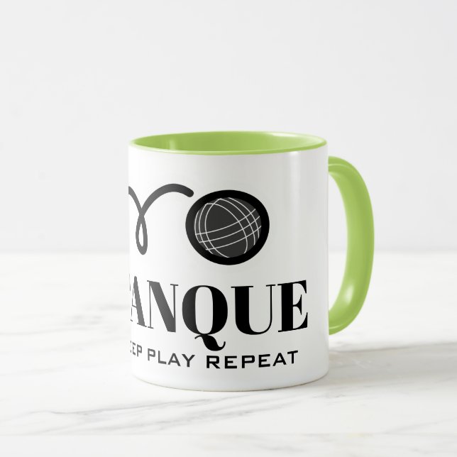 Taza Repito del sueño de la comida Pétanque divertido b (Anverso derecho)