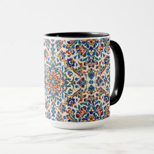 Taza Reproducción Colorida Iznik Persa Turca Pintada a 