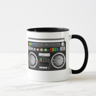 Taza reproductor gráfico retro boombox