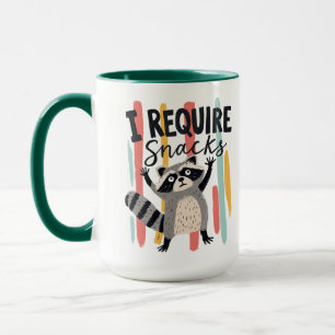 Taza Requiero Snacks Diseño Divertido de Mapache