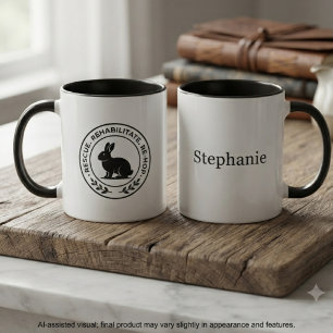 Taza Rescate de Conejos Minimalista Negro Compasivo