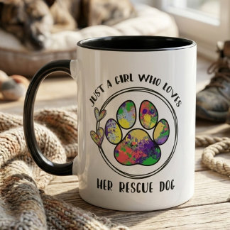 Taza Rescue Dog Paw Whimsical Pet Lover