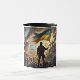 Taza Resiliencia en medio de las ruinas de guerra