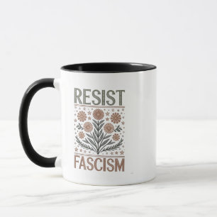 Taza Resista al fascismo Floral Transgénero LGBTQ Anti 