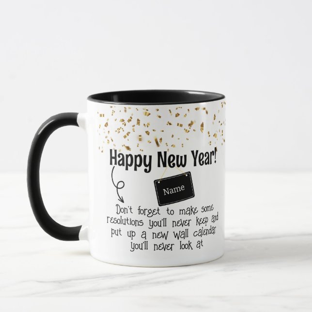 Taza Resolución sarcástica graciosa feliz año nuevo Con (Izquierda)