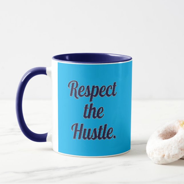 Taza Respect the Hustle Script Design – Motivational Wo (Con donut)