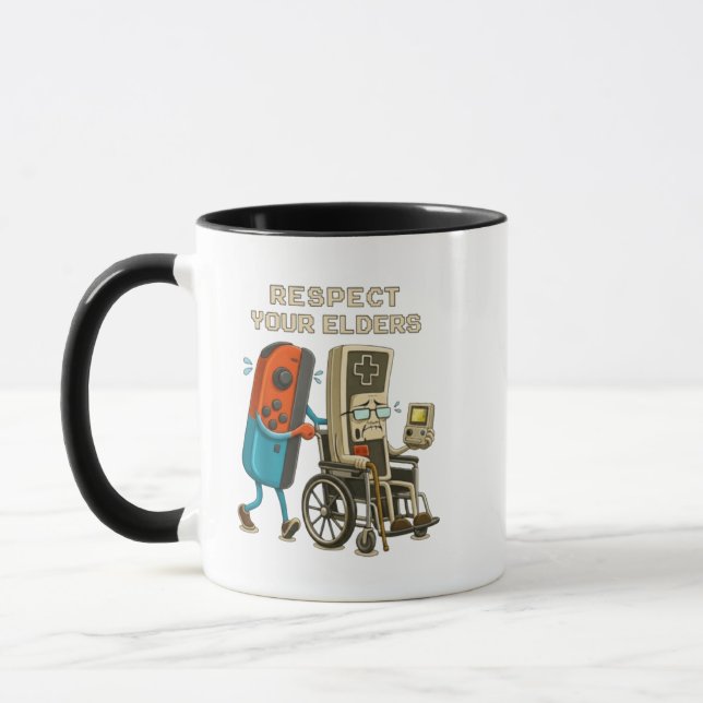 Taza Respeta a tus mayores Control de juegos retro dive (Izquierda)