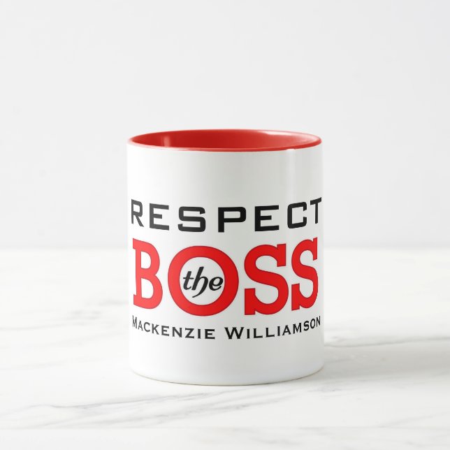 Taza Respetar al jefe con nombre (Centro)