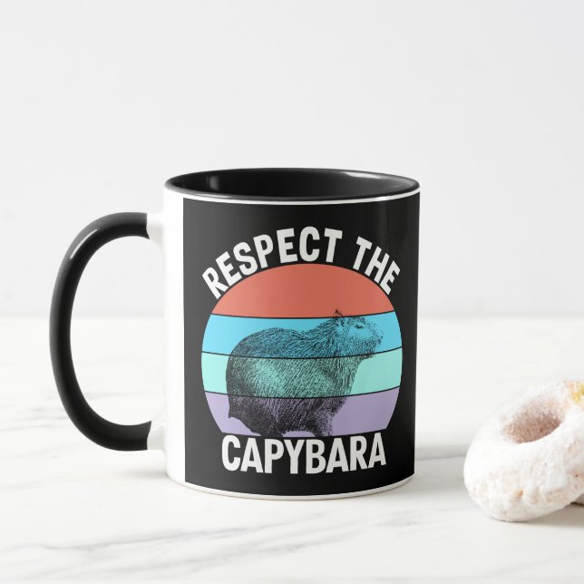 Taza Respetar La Capybara Amante De Capybara Divertido (Con donut)