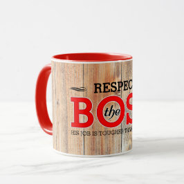 Taza Respeto Rústico al Jefe en Madera de Granero